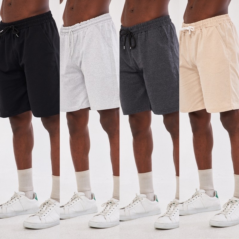 Pandy Unisex Basic Şort 4 Renk Düz Tasarım Rahat Kesim Yazlık Günlük Kullanım