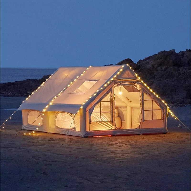 AteşTech 12 Kişilik 4 Mevsim Şişme Kamp Çadırı | 12 M², 420D Oxford Kumaş, Su Geçirmez, 300×400×210 cm