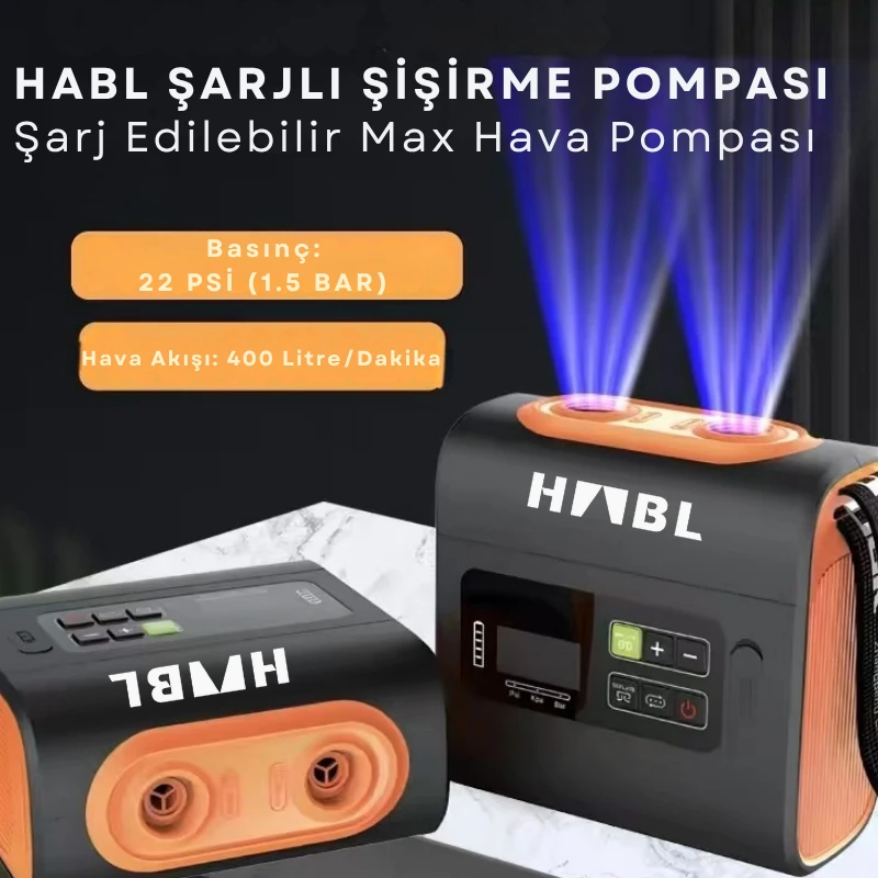 HABL Habl Şarjlı Dijital Şişirme Pompası (Çadır/paddle Board/şişme Yatak Vb.) – 22PSI (1.5 Bar)