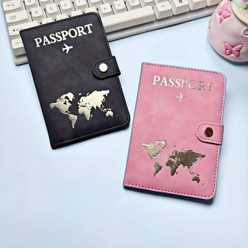 Beypa Pasaport Kılıfı Harita Desenli-Tokalı Çift 2 Li