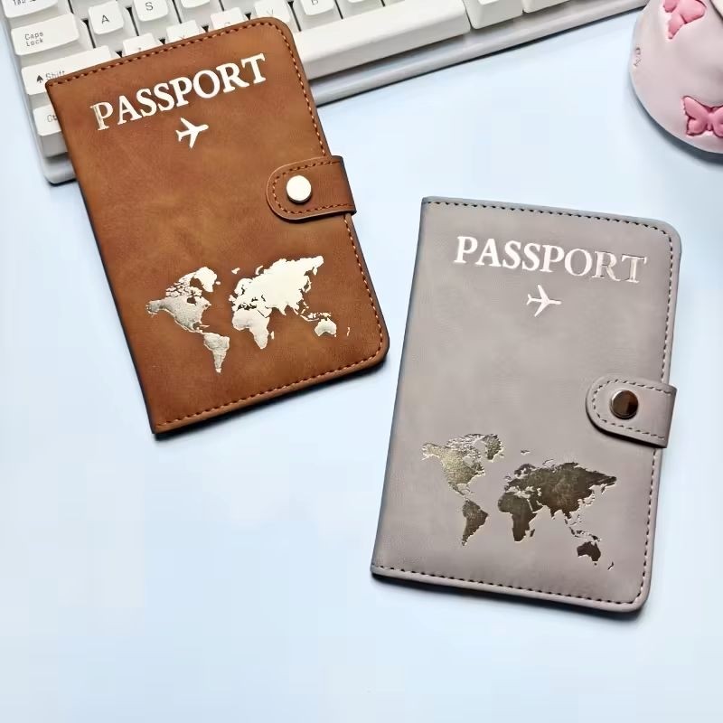 Beypa Pasaport Kılıfı Harita Desenli-Tokalı Çift 2 Li görsel 4