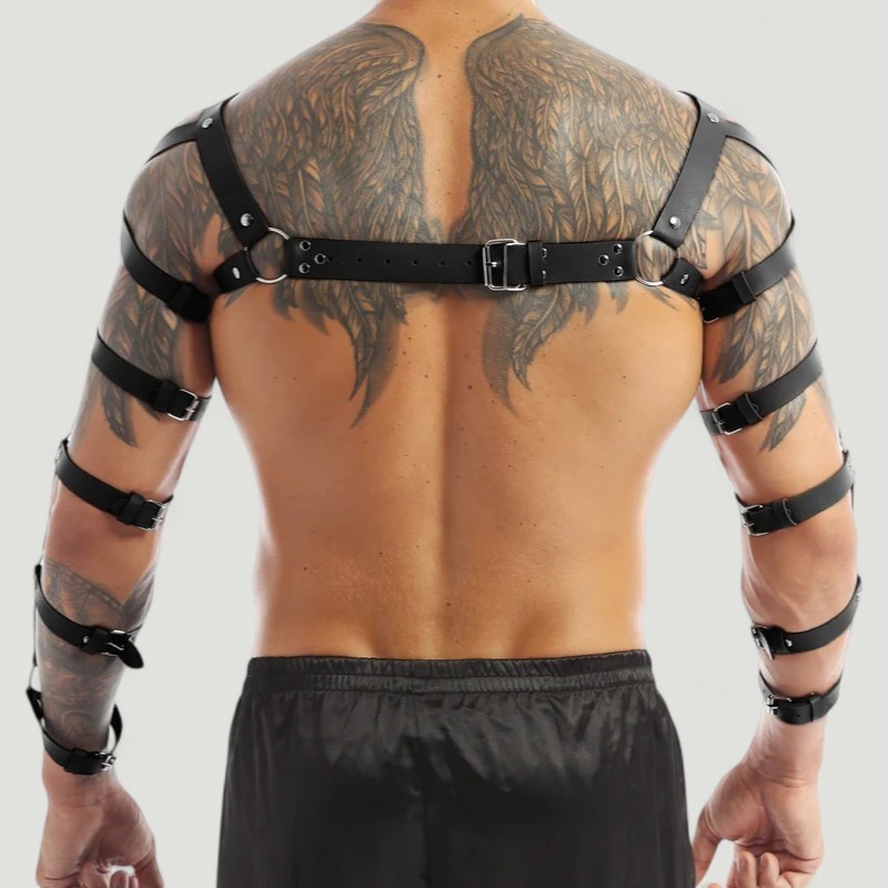 New Dreams Erkek Suni Deri Harness Göğüs Aksesuarı Fantezi Iç Giyim Kayışlı Tasarım, Ayarlanabilir Seksi Body Strap görsel 3