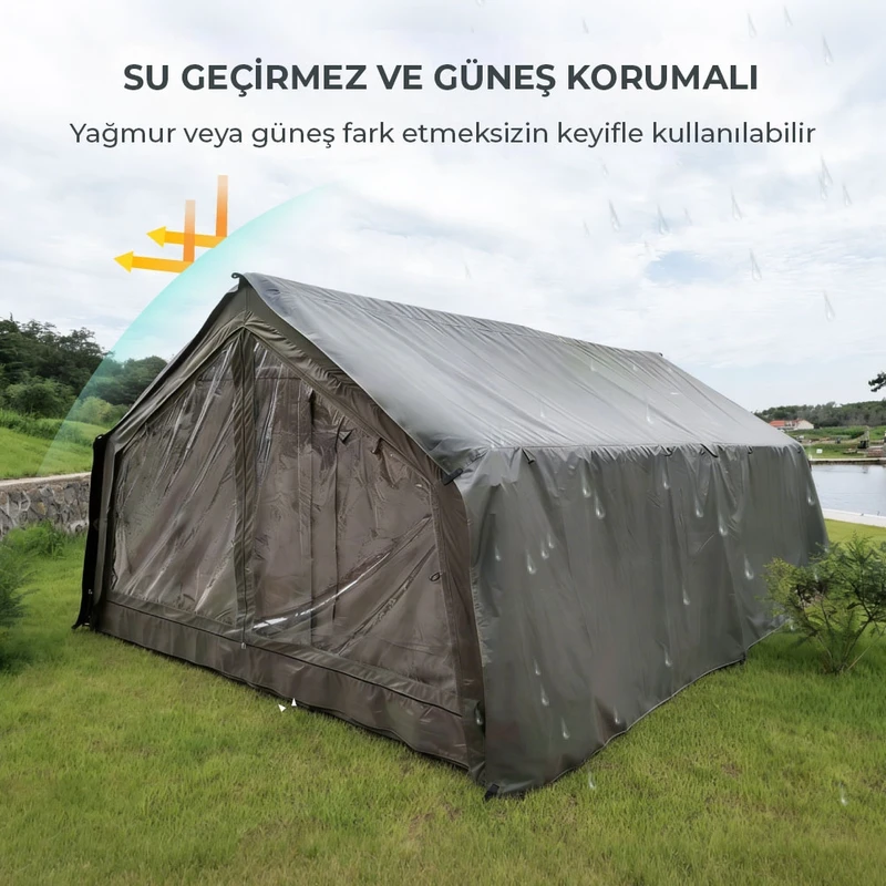 HABL 17 Kişilik 17.2 M² – 4 Mevsim, Su Geçirmez 420D Oxford Kumaşlı Şişme Çadır 360*480*220CM