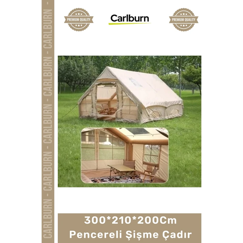 Carlburn #çadır Lüks Geniş Kamp 6 Kişilik 4 Mevsim 2 Kapılı Tavan 300*210*200CM Pencereli Şişme Çadır