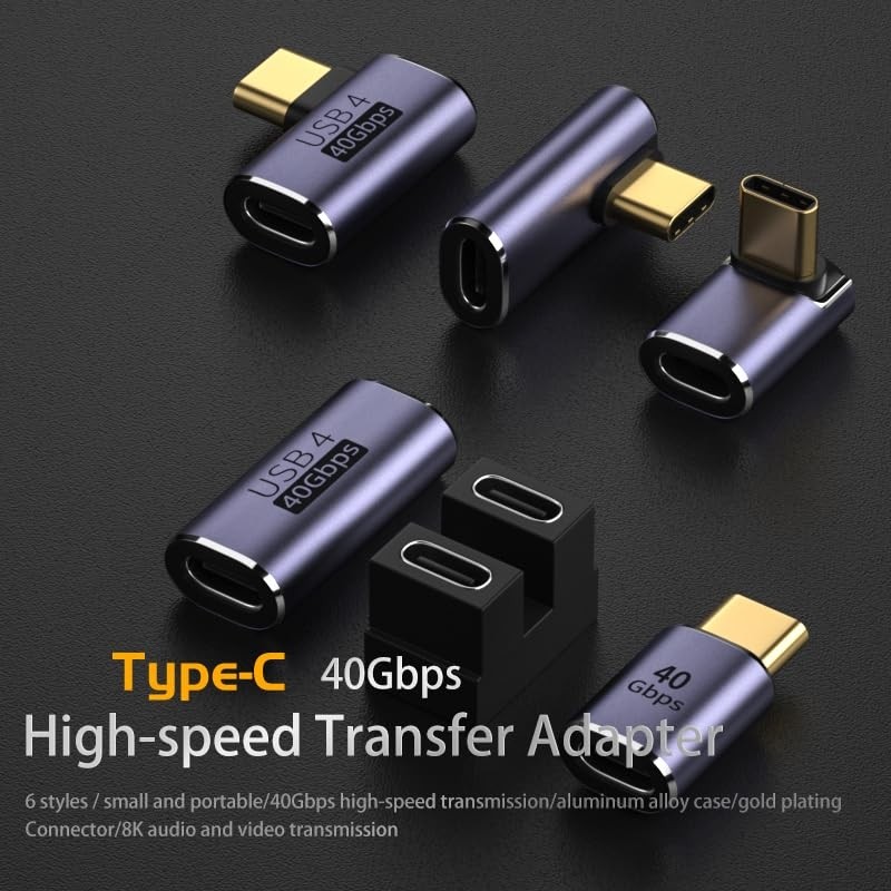 Aesco Livx Usb4 40GBPS L Tip Type-C Adaptör, 8k 60Hz 240W Pd, Erkek Dişi Usb-C Dirsek Dönüştürücü, Thunderbolt 4 Uyumlu Otgc görsel 3