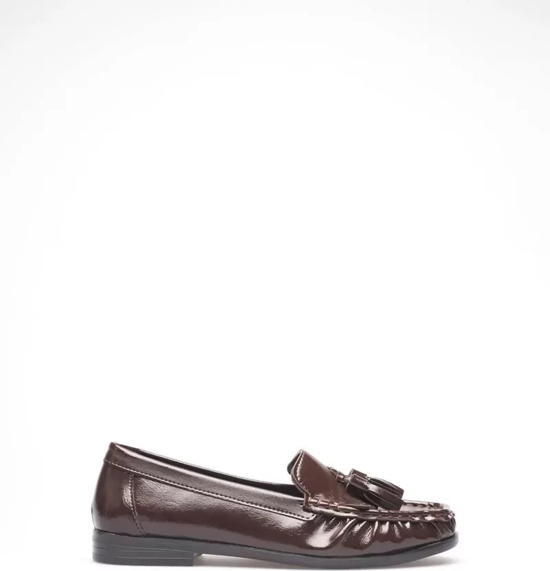 Fantastik Store Acı Kahve Rugan Püsküllü Kadın Loafer Ayakkabı TR88MS01B görsel 4