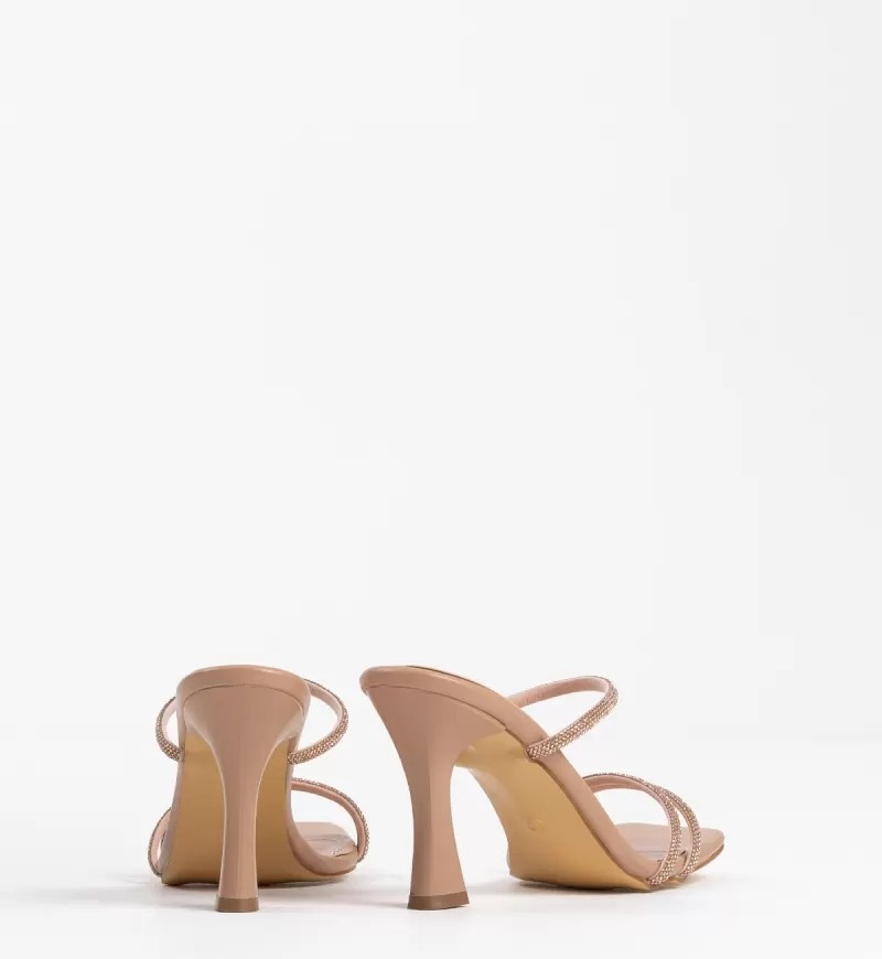 Fantastik Store Nude Taşlı Ince Bantlı Kadın Topuklu Terlik BY20MY01D görsel 7