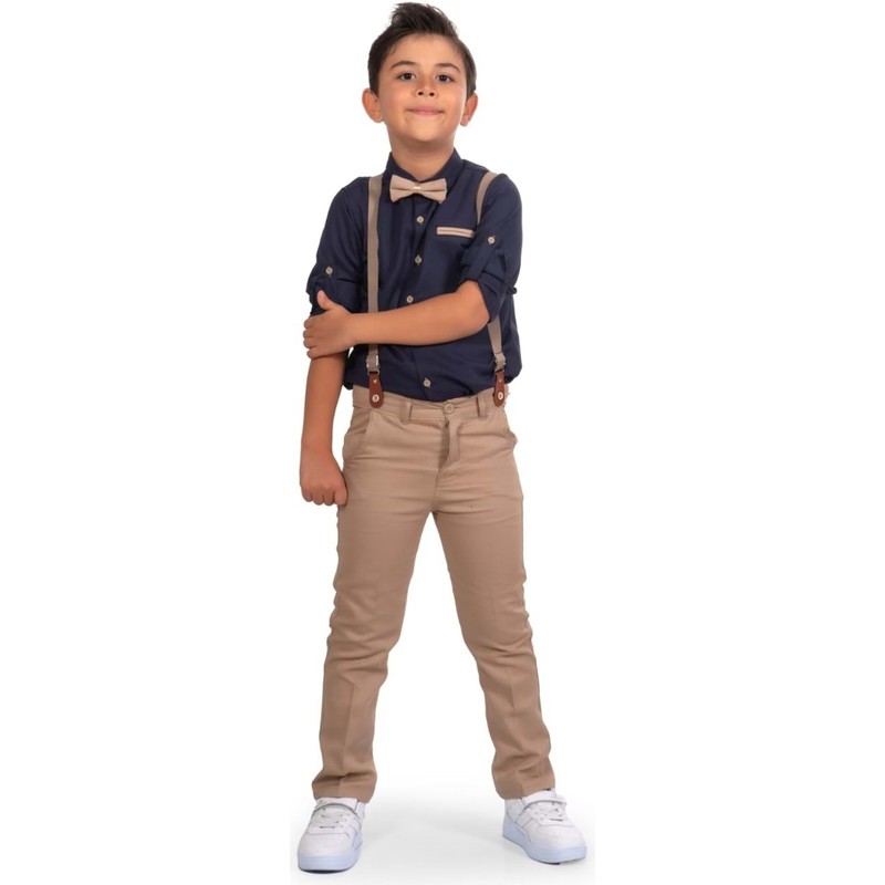Mnk Baby & Kids Erkek Çocuk Takımı Uzun Pantolon ve Gömlek Lacivert 5 Yaş Özel Olay İçin
