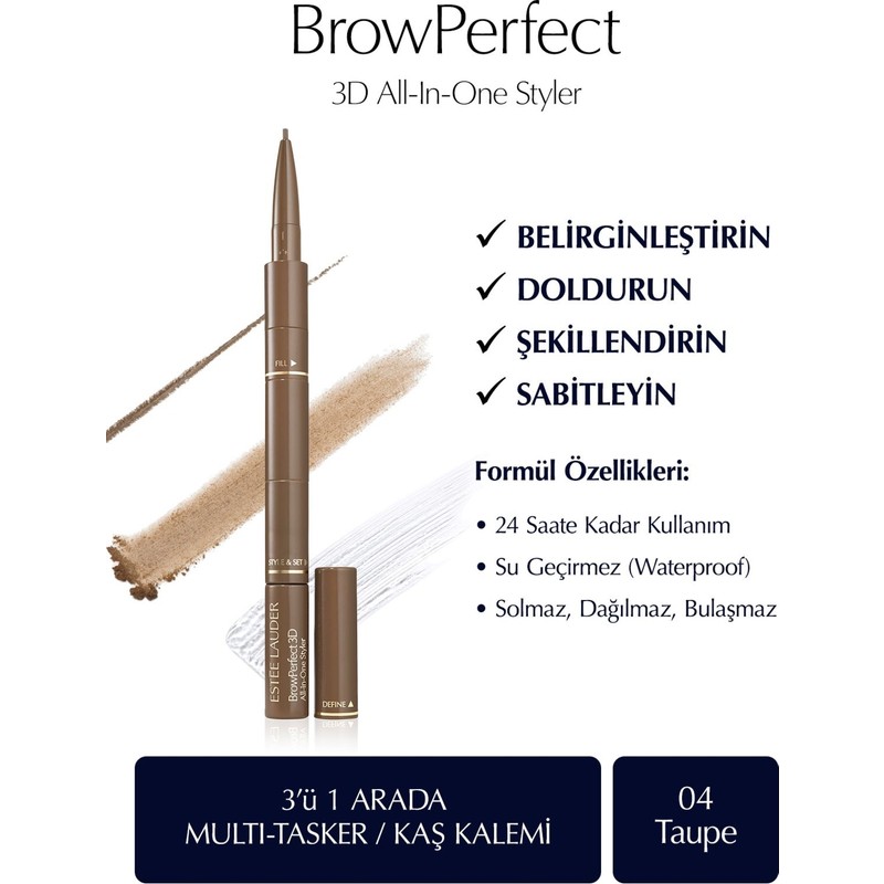 Estee Lauder Kaş Kalemi - Browperfect 3D All-In-One Styler Multi-Tasker 04 Taupe