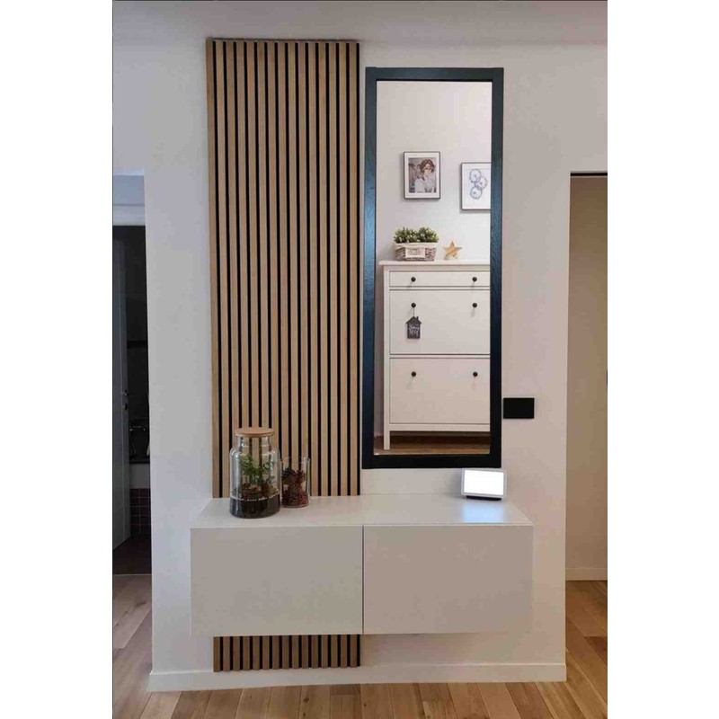 Mirrorss Siyah Ahşap Çerçeveli 130 x 45 cm Dikdörtgen Boy Ayna – Hol ve Antre Dekorasyonu için Zarif Tasarım
