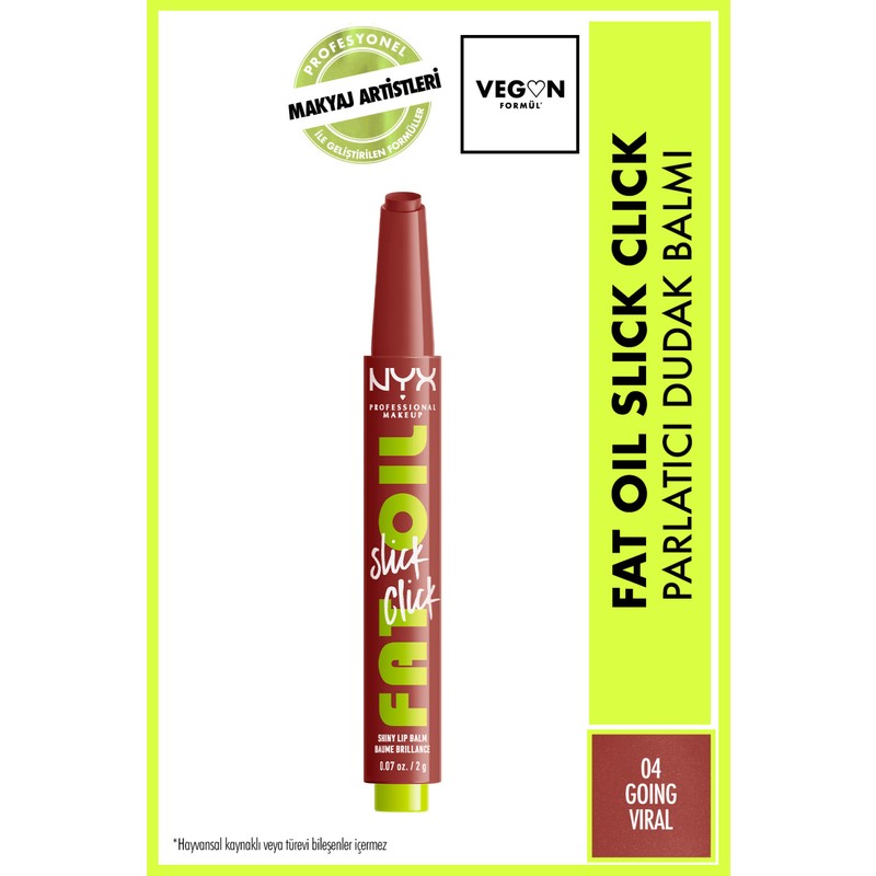 NYX Professional Makeup Fat Oil Slick Click Parlatıcı Nude Tonlu Dudak Balmı 04 Going Viral Nemlendirici Etki
