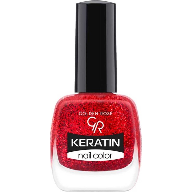 Golden Rose Keratin Nail Color Glitter No: 415 - Güçlendirici Parlak Oje 12 ml Kırmızı Renk