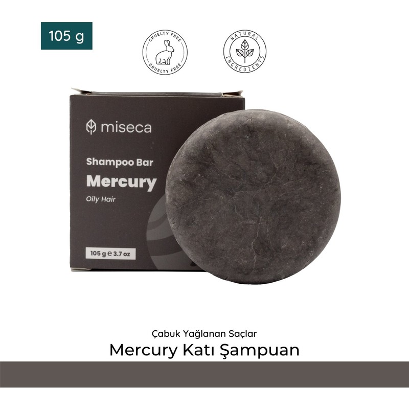 Miseca Mercury Katı Şampuan 105 gr Yağlı Saçlar İçin Dengeleyici Sülfatsız Vegan Formül