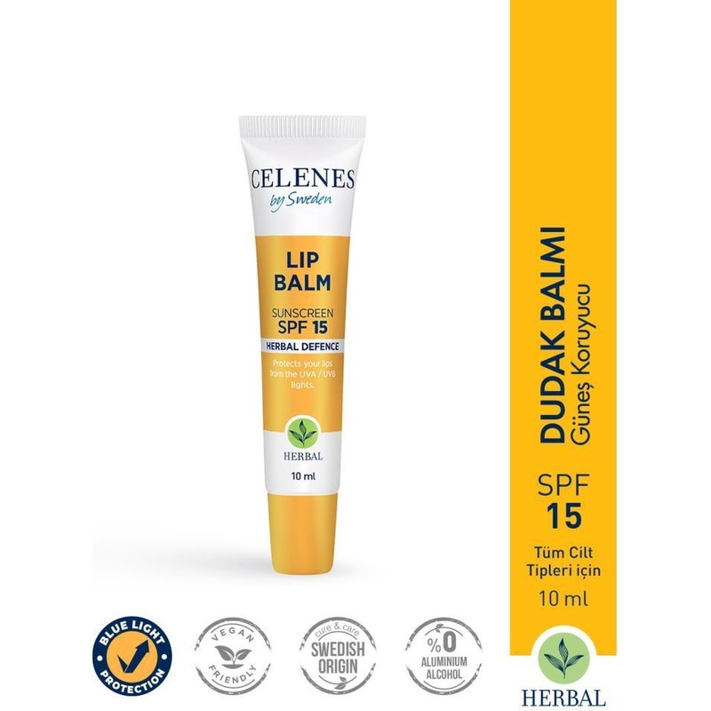 Celenes By Sweden Herbal Yoğun Nem Lip Balm 10 ml Nemlendirici Özellikli SPF 15 Koruma