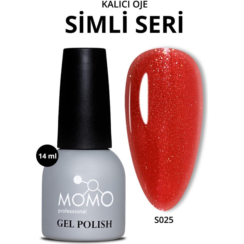 Momo Kalıcı Oje S025 Simli Canlı Kırmızı 14 ml
