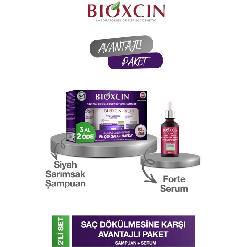 Bioxcin Forte Onarıcı Etkili Şampuan 300 ml + Forte Serum 50 ml Boyalı Saçlar İçin Özel Set