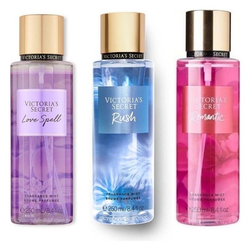 Victoria's Secret Love Spell-Rush-Romantic Vücut Spreyi Üçlü Set 250 ml Her Cinsiyet İçin Eşsiz Kokular