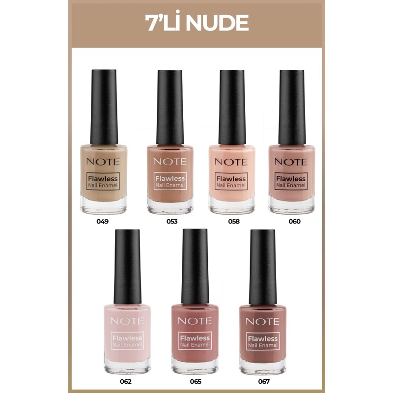 Note Cosmetics Nail Flawless 7'li Nude Oje Seti 7 Renkli Pürüzsüz Uygulama Özelliği ile Uzun Süre Kalıcı