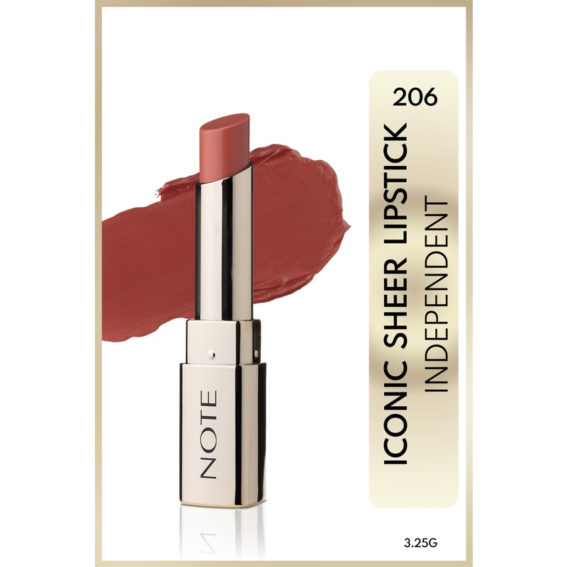 Note Cosmetics Iconic Sheer Lipstick Nemlendirici Parlak Ruj 206 Independent - Nude