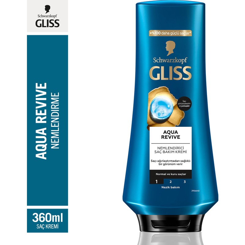 Gliss Aqua Revive Hyalüron ve Deniz Yosunu Özlü Nemlendirici Saç Bakım Kremi 360 ml Normal ve Kuru Saçlar