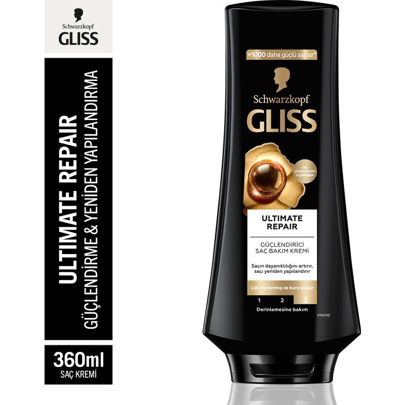 Gliss Schwarzkopf Gliss Ultimate Repair Güçlendirici & Yapılandırıcı Saç Bakım Kremi 360 Ml