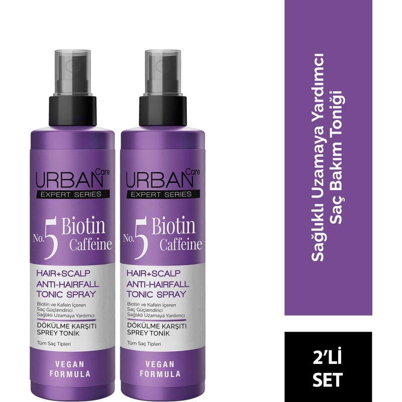 Urban Care Expert Biotin & Kafein Sprey Tonik 200 ml x 2 Belirginleştirici Etkili Tüm Saçlar İçin