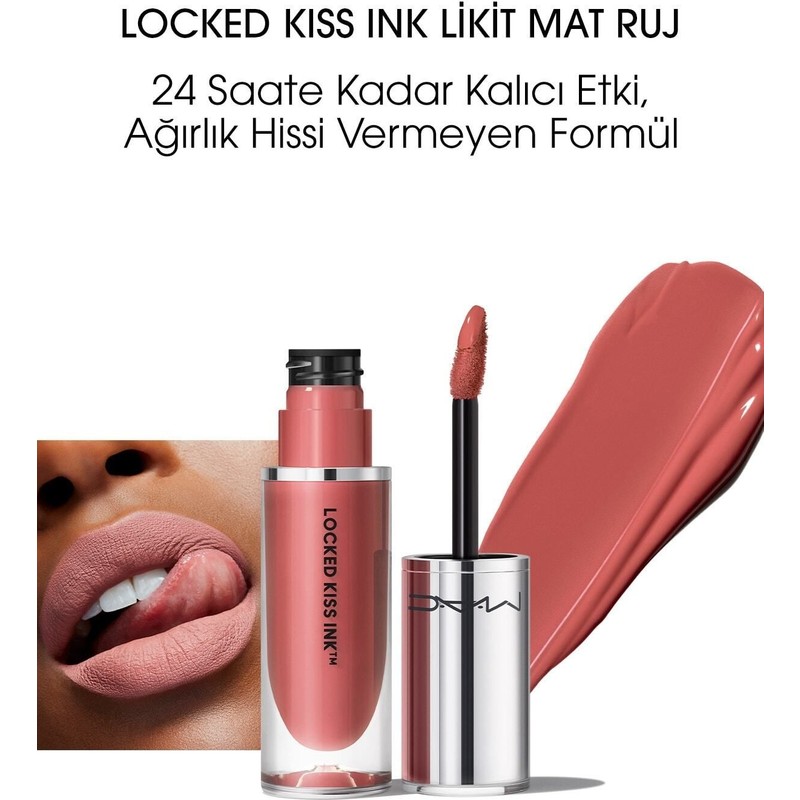 Mac Locked Kiss Ink 24hr Likit Mat Ruj - Mischief - 4ml - 773602645985