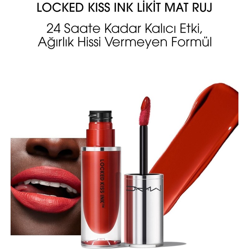 Mac Locked Kiss Ink 24hr Likit Mat Ruj - Extra Chili - 4ml - 773602673032