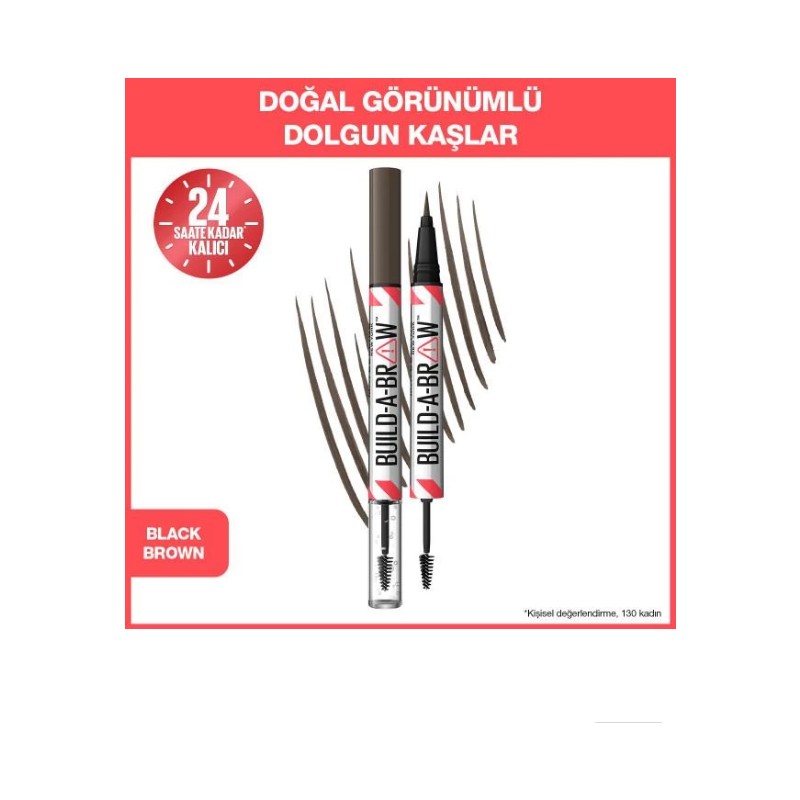 Maybelline New York Build A Brow 2in1 Kaş Kalemi ve Jeli Brown Renkli Dayanıklı Formül 24 Saat Kalıcı