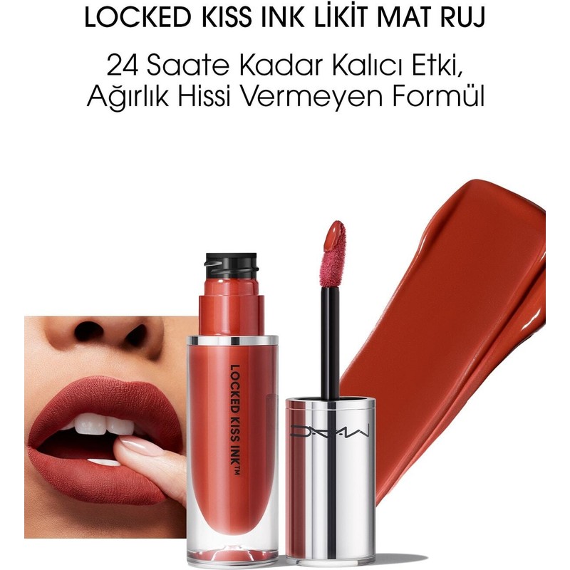 Mac Locked Kiss Ink 24 Saate Kadar Kalıcı Suya Dayanıklı Likit Mat Ruj - Sophistry - 4ml - 773602646029