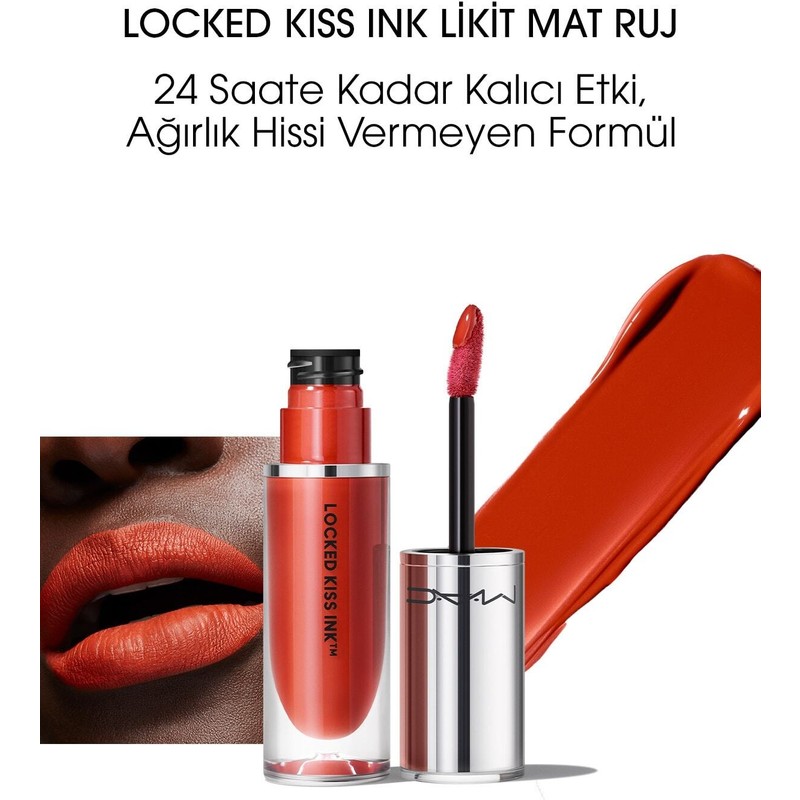 Mac Locked Kiss Ink 24hr Likit Mat Ruj - Brazen - 4ml - 773602646043