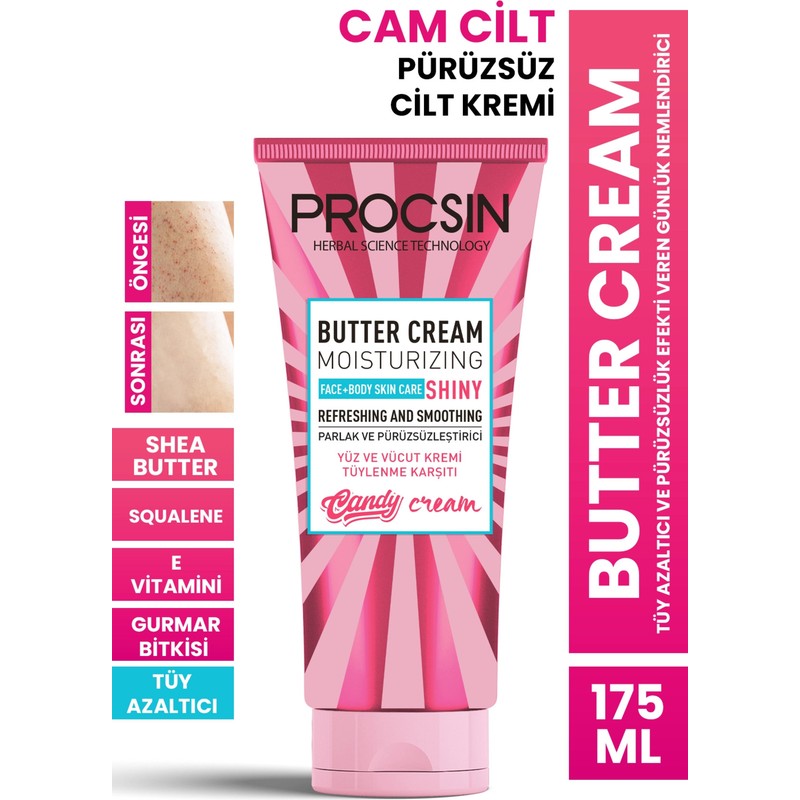 PROCSIN Butter Cream Tüy Azaltıcı ve Pürüzsüzlük Efekti Veren Günlük Nemlendirici 175 ML