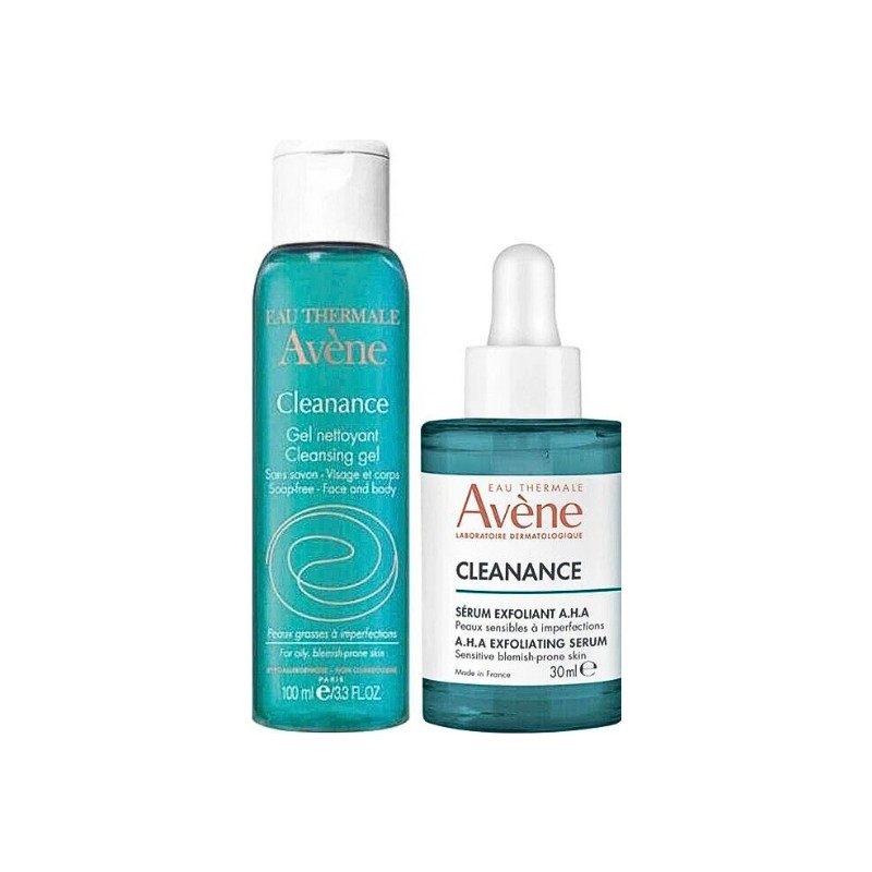 Avene Cleanance 30 ml A.H.A Exfoliating Serum + 100 ml Yağlı Ciltler İçin Temizleme Jeli