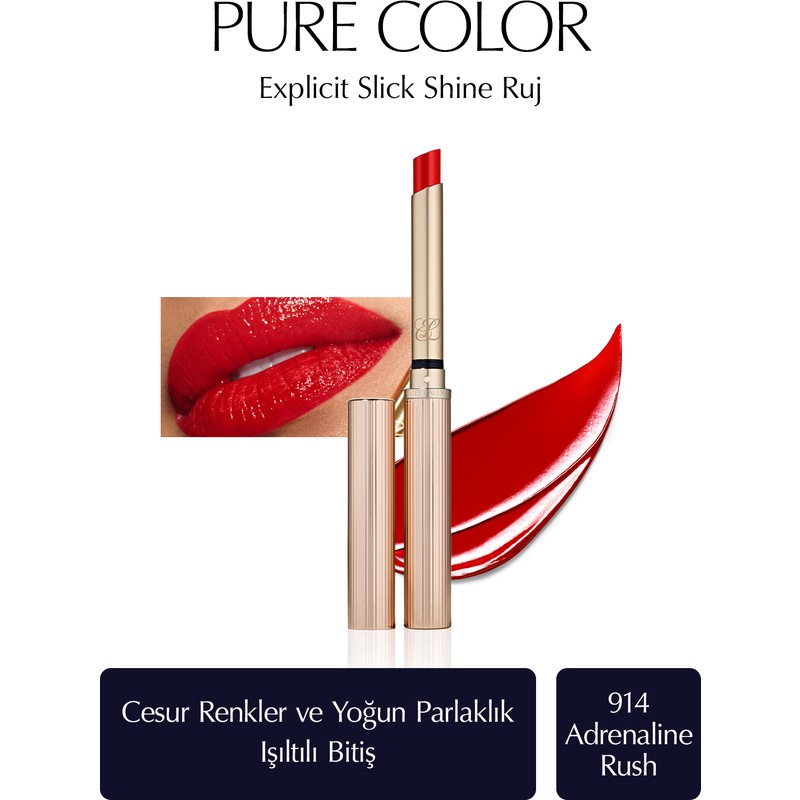 Estee Lauder Işıltılı Bitişli Ruj - Pure Color Explicit Slick Shine Ruj - Renk: 914 Adrenaline Rush