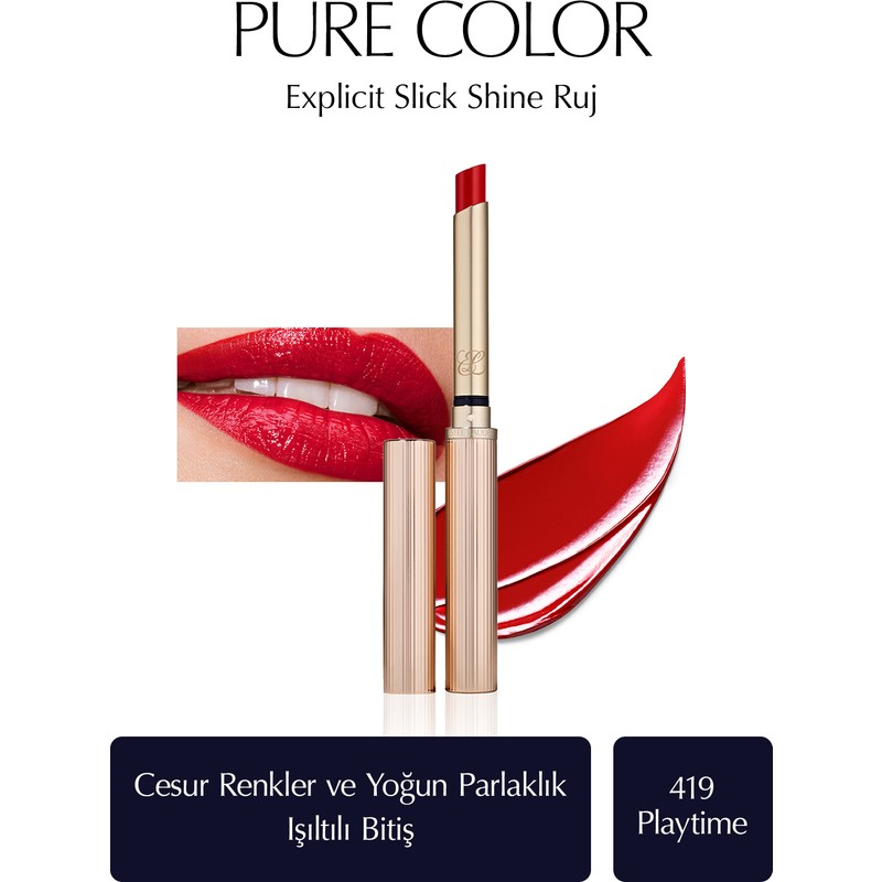 Estee Lauder Işıltılı Bitişli Ruj - Pure Color Explicit Slick Shine Ruj - Renk: 419 Playtime