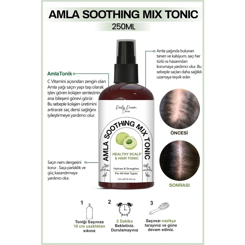 Daily Dream Care 250 ml Amla Kompleks Tonik Güçlendirme Soğuk Sıkım Besleyici Sıvı Saç Bakımı