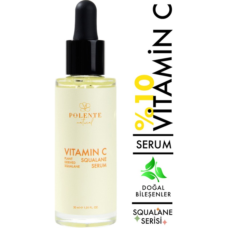 Polente Natural - C Vitamin & Squalane Serum - Aydınlatıcı Leke Serumu (C Vitamini Kompleksi) (30 ml)