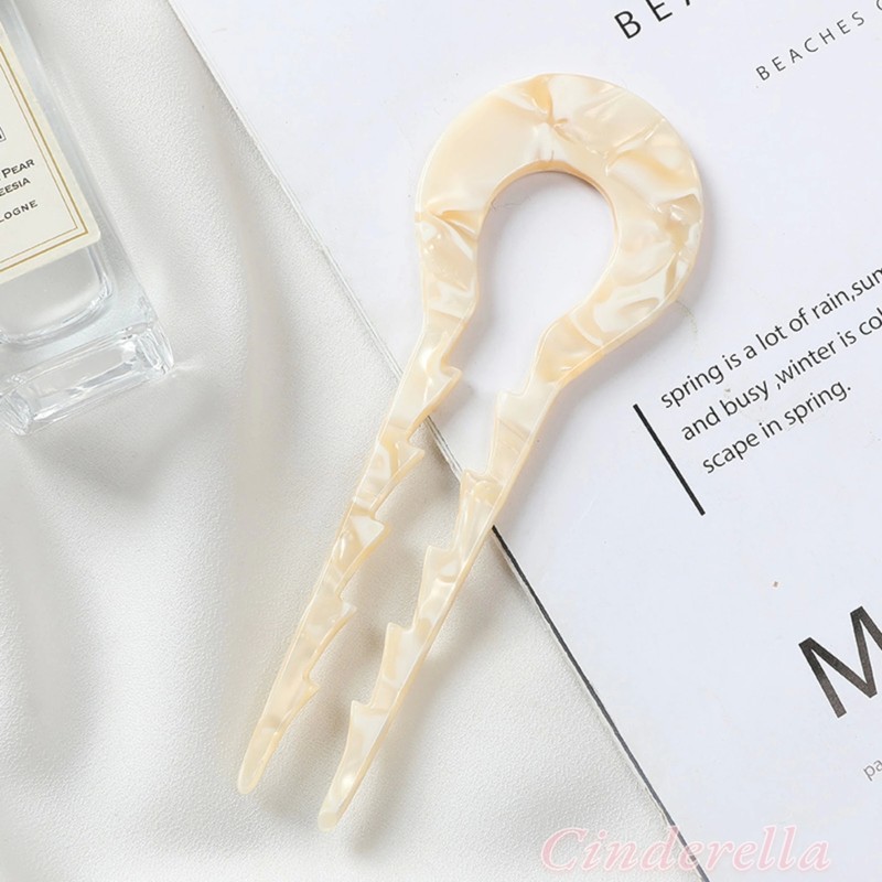 Cinderella Krem Sarısı Model France-Handmade Kemik Topuz Tokası - Gür Sık Saçlara Uygun Çubuk Saç Topuz Tokası