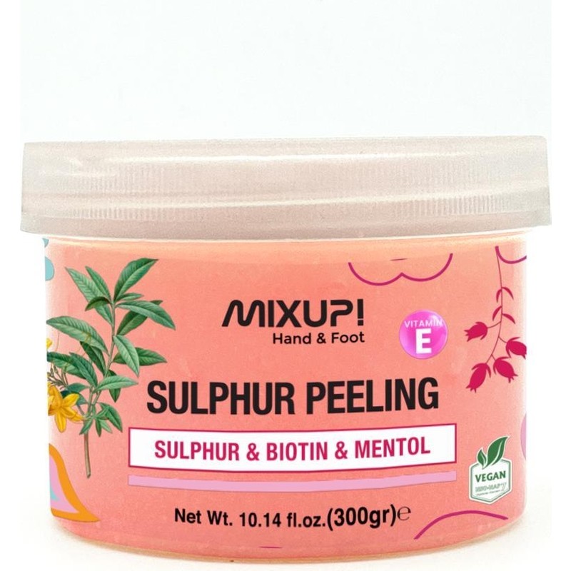 Mixup El ve Ayak İçin Sülfürlü Biotin ve Mentollü Peeling - Cilt ve Tırnak Bakımı, Nemlendirici ve Beyazlatıcı, 300 gr, Mavi, Profesyonel Kalite