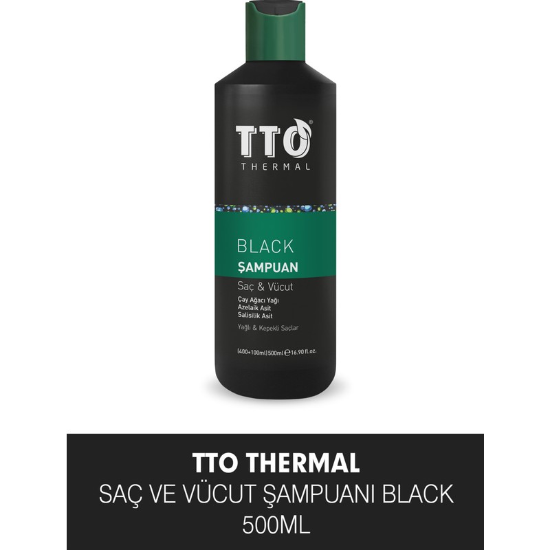 TTO Thermal Canlandırıcı Etkili Saç ve Vücut Şampuanı - Yağlı ve Kepekli Saçlar İçin, 500 ml, Bitki Özlü, Paraben İçermez