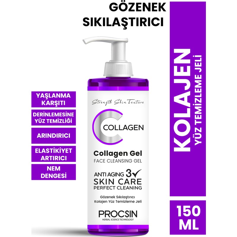 Procsin Gözenek Sıkılaştırıcı Kolajen Yüz Temizleme Jeli 150 ml