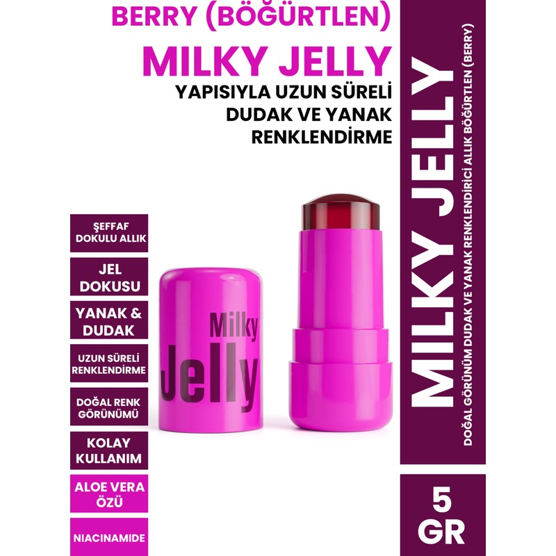 Procsin Procsın Milky Jelly 5 gr Dudak ve Yanak Renklendirici Allık Böğürtlen Renk Seçeneği ile Doğal Görünüm