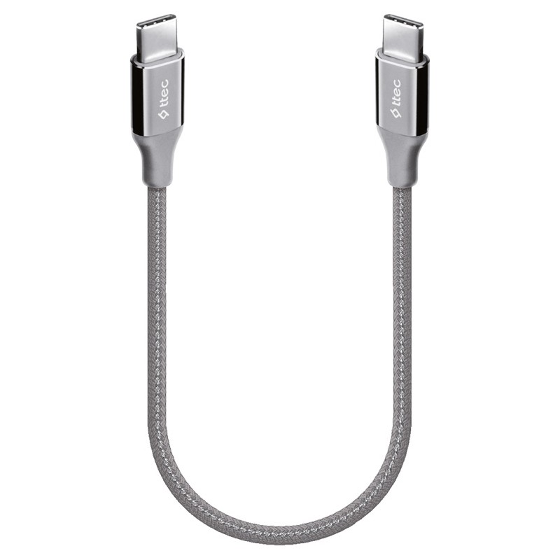 Ttec Alumicable Usb-C - Usb-C 30CM 65W Pd/qc Hızlı Şarj/data Kablosu Uzay Grisi
