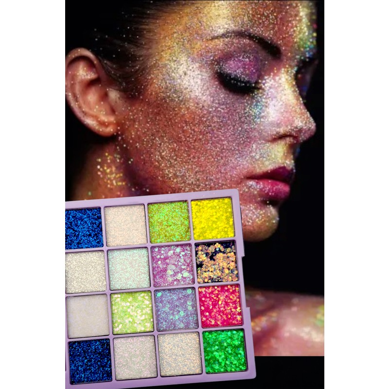 Wonderway Glitter Paleti - Yüz ve Vücut Için - Göz Kalemi Hediyesi ile