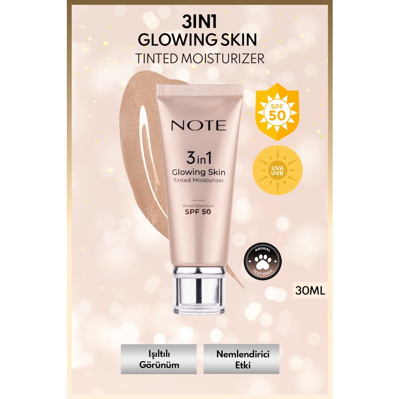 3 in 1 Glowing Skin Tinted Moisturizer SPF 50 Işıltılı Aydınlatıcı Krem