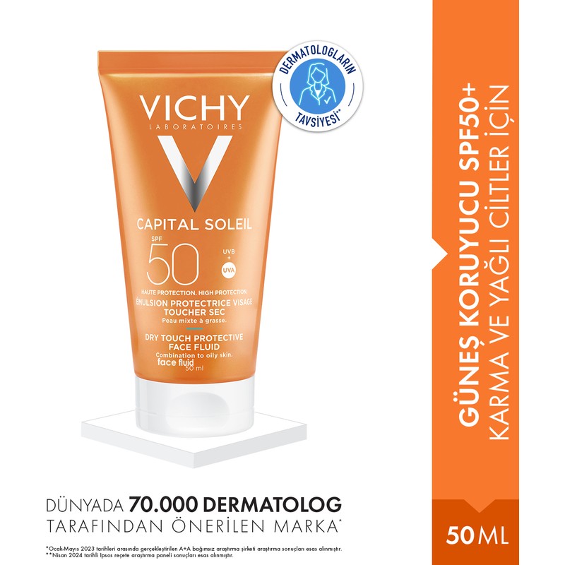 Vichy Capital Soleil Güneş Koruyucu SPF50+ Karma ve Yağlı Ciltler İçin Hipoalerjenik Krem 50 ml