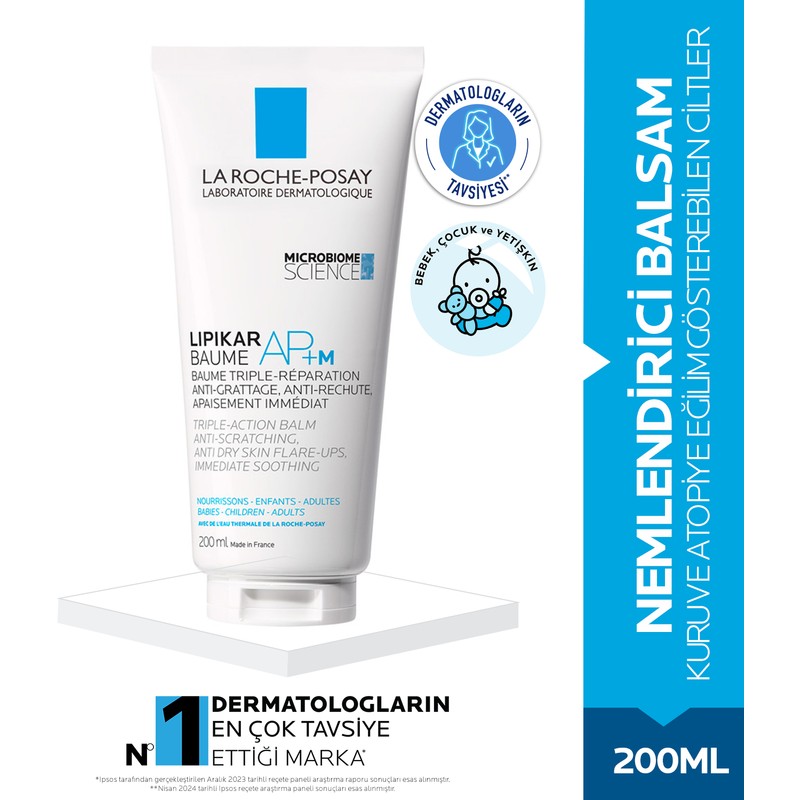 La Roche-Posay Lipikar AP+M 200 ml Nemlendirici Balsam Kuru ve Atopiye Eğilim Gösterebilen Ciltler İçin Yatıştırıcı