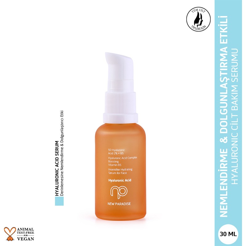 New Paradise Hyaluronic Acid Serum 30 ml Dolgunlaştırıcı Etkili Tüm Cilt Tipleri İçin Serum