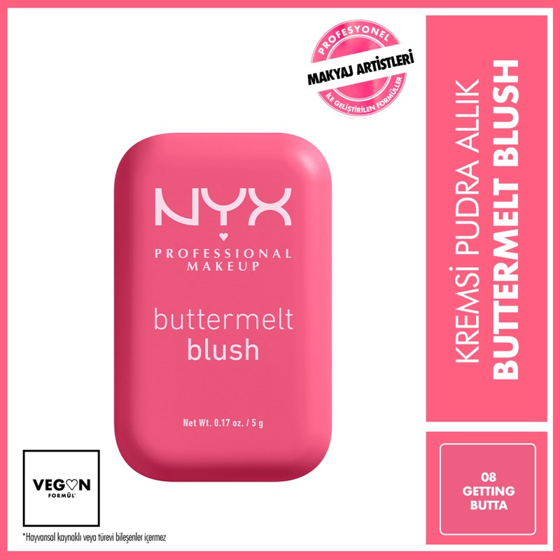 NYX Professional Makeup Buttermelt Blush Kremsi Pembe Pudra Allık - 08 Getting Butta