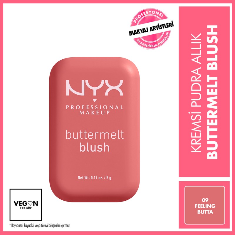 NYX Professional Makeup Buttermelt Blush Kremsi Pembe Pudra Allık - 09 Feelin Butta